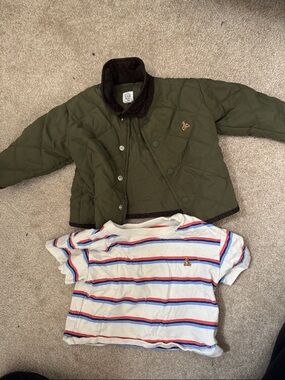 GAP Olive Quilted Jacket with Brown Corduroy Collar